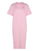 Tasaraita Over D Dress Knälång Klänning Pink Marimekko