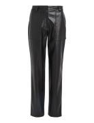 Faux Leather High Rise Straight Bottoms Trousers Leather Leggings-Byxo...