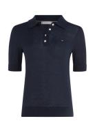 Co Lyocell Button Polo Ss Swt Tops T-shirts & Tops Polos Blue Tommy Hi...