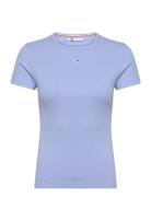 Tjw Slim Essential Rib Ss Ext Tops T-shirts & Tops Short-sleeved Blue ...