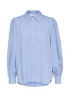 Slfviva Ls Linen Top B Tops Shirts Long-sleeved Blue Selected Femme