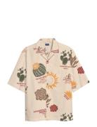 Jack & J S Jorjeff Gallery Aop Resort Shirt Ss Smu Kräm