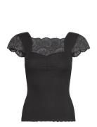 Rosemunde Silk T-Shirt W/ Lace Svart