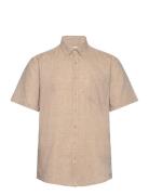 Cotton/Linen Shirt S/S Tops Shirts Short-sleeved Beige Lindbergh