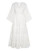 Malina Vanessa Wide Sleeve Embroidered Cotton Maxi Dress Vit