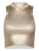 Mango Metallic Knit Top Guld