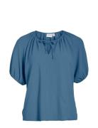 Vinova S/S Top/Tes Tops Shirts Short-sleeved Blue Vila
