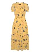 Lauren Ralph Lauren Floral Georgette Puff-Sleeve Midi Dress Gul