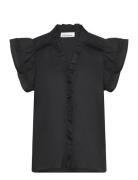 Ommikb Top Tops Blouses Short-sleeved Black Karen By Simonsen