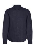 GANT Reg Linen Chambray Shirt Marinblå