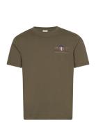 Reg Archive Shield Emb Ss T-Shirt Tops T-shirts Short-sleeved Green GA...
