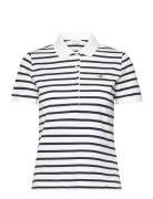 Slim Striped Shield Ss Pique Polo Tops T-shirts & Tops Polos Cream GAN...
