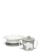 Rätt Start Elephant, Bowl And Cup, Grey Multi/patterned