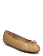 Lauren Ralph Lauren Jayna Nappa Leather Driver Flat Beige