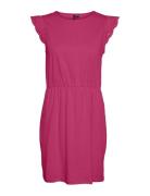 Vmemily Sl Gathering Dress Jrs Noos Kort Klänning Pink Vero Moda