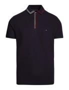 Tommy Hilfiger Rwb Zip Placket Tipping Reg Polo Marinblå