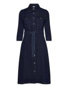 Tommy Hilfiger Dnm Midi Belted Dress Cler Blå