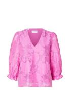 Slfcathi-Sadie 3/4 Top Ff Tops Blouses Short-sleeved Pink Selected Fem...
