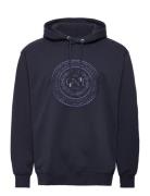 GANT D2. Monogram Sweat Hoodie Marinblå