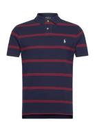 Polo Ralph Lauren Custom Slim Fit Striped Mesh Polo Shirt Marinblå