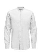 ONLY & SONS Onscaiden Ls Solid Linen Mao Shirt Noos Vit