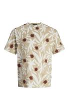 Jack & J S Jormarbella Aop Tee Ss Crew Neck Beige