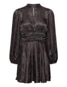 Jacquard Mini Dress Designers Short Dress Black By Ti Mo