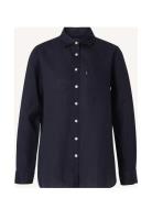 Isa Linen Shirt Tops Shirts Long-sleeved Blue Lexington Clothing