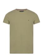 Stretch Slim Fit Tee Tops T-shirts Short-sleeved Khaki Green Tommy Hil...