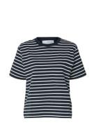 Selected Femme Slfelfrida Ss Contrast Boxy Tee Stripe Svart