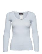 Rosemunde Rwbabette Ls U-Neck Lace T-Shirt Blå