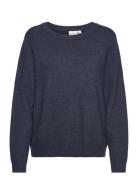 Vila Viril O-Neck L/S Knit Top - Noos Marinblå