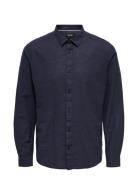 ONLY & SONS Onscaiden Ls Solid Linen Shirt Noos Marinblå