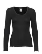 Silk T-Shirt Tops T-shirts & Tops Long-sleeved Black Rosemunde