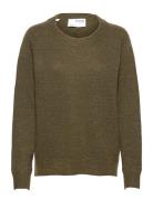 Selected Femme Slflulu Ls Knit O-Neck Noos Khaki Green