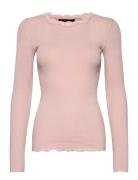 Organic T-Shirt W/ Lace Tops T-shirts & Tops Long-sleeved Pink Rosemun...