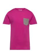 Myske Wool Youth Tee Navy Mel/Solidgrey 128 Sport T-shirts Short-sleev...