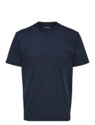 Selected Homme Slhcolman Ss O-Neck Tee Noos Marinblå