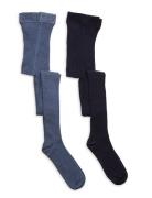 Minymo Stocking - Solid Rib 2-Pack Blå