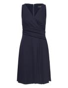 Lauren Ralph Lauren Surplice Jersey Sleeveless Dress Marinblå