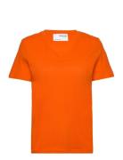 Selected Femme Slfessential Ss V-Neck Tee Noos Orange