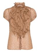 Liljasz Crinkle Ss Shirt Tops Blouses Short-sleeved Brown Saint Tropez
