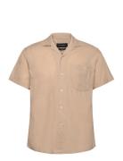 Clean Cut Copenhagen Bowling Cotton Linen Shirt S/S Beige