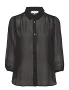 Recycled Polyester Shirt Tops Shirts Long-sleeved Black Rosemunde