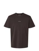 Selected Homme Slhaspen Print Ss O-Neck Tee Noos Brun