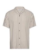 Jack & J S Jjjeff Resort Stripe Shirt Ss Relaxed Beige