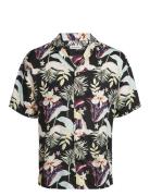 Jack & J S Jjjeff Floral Aop Resort Shirt Ss Svart