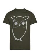 Knowledge Cotton Apparel Alder Big Owl Tee - Gots/Vegan Grön