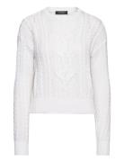 Cable-Knit Cotton Crewneck Sweater Tops Knitwear Jumpers White Lauren ...