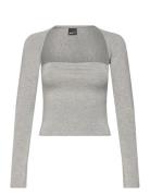 Soft Touch Square Neck Top Tops T-shirts & Tops Long-sleeved Grey Gina...